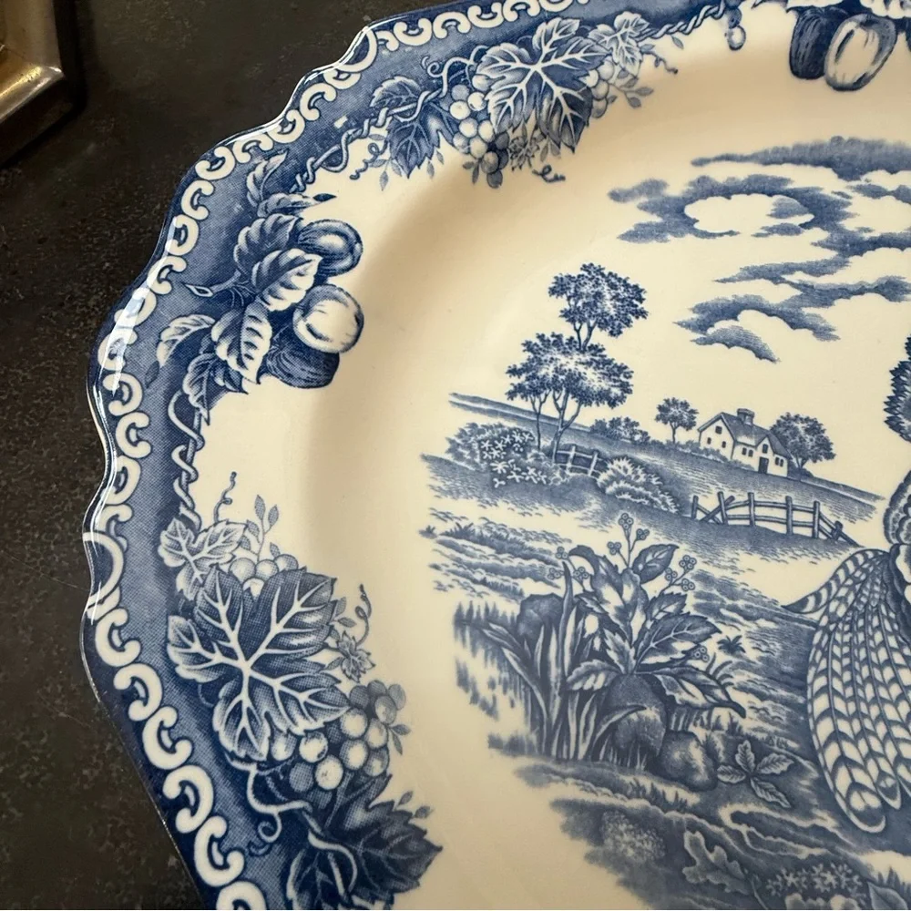 Blue and White Turkey Platter - Japan - English Countryside